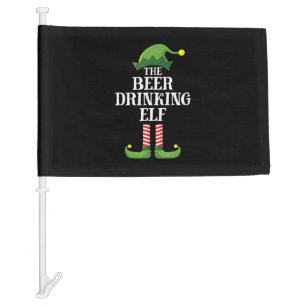 Beer Drinking Christmas Birthday Car Flag