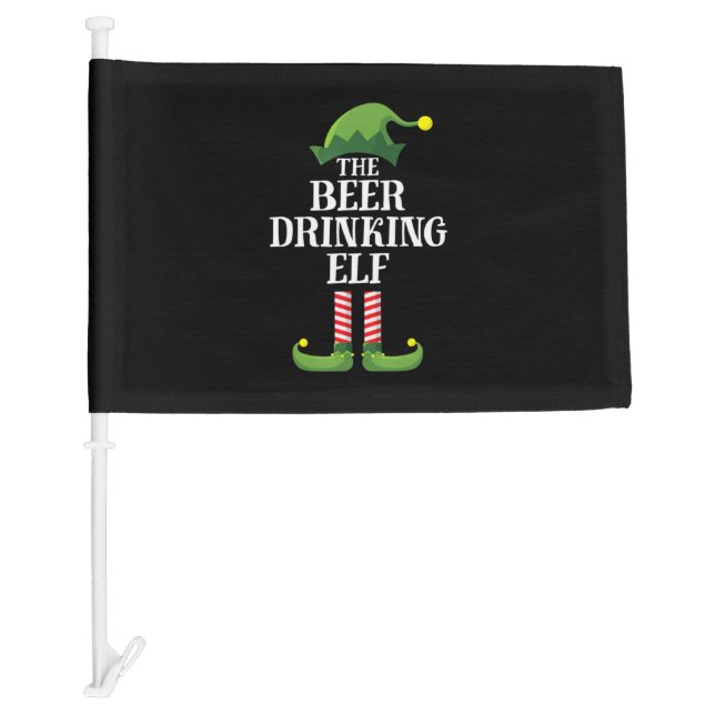 Beer Drinking Christmas Birthday Car Flag (Front)