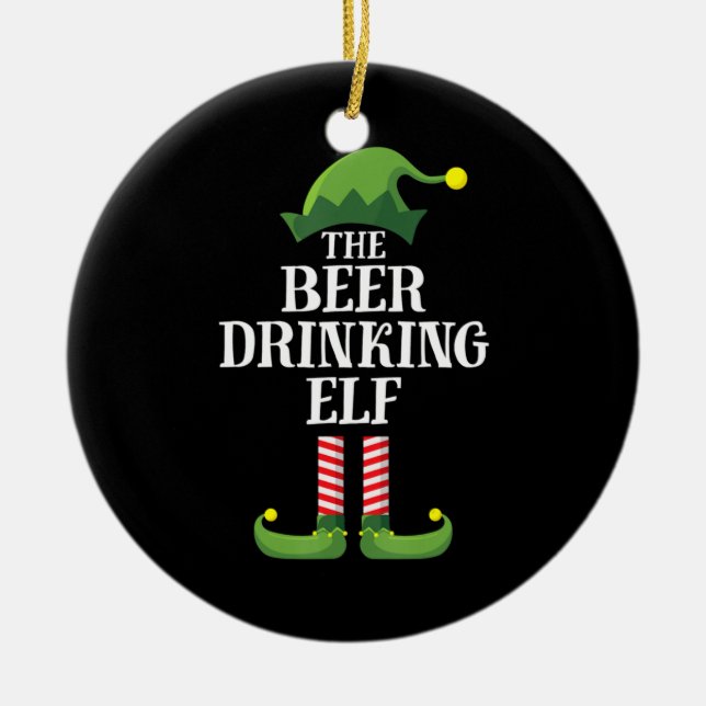 Beer Drinking Christmas Birthday Ceramic Ornament (Front)