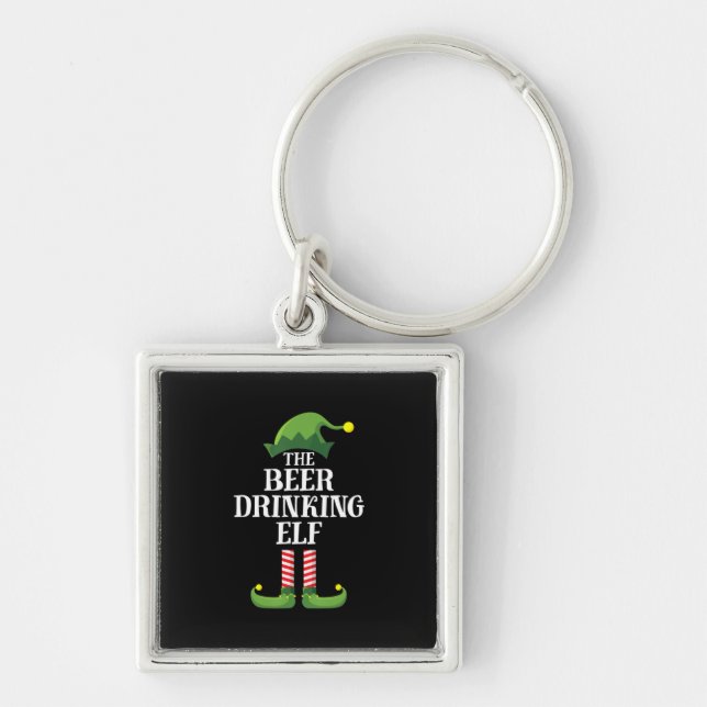 Beer Drinking Christmas Birthday Keychain (Front)