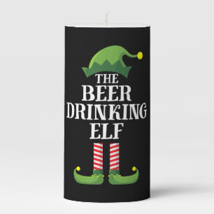 Beer Drinking Christmas Birthday Pillar Candle