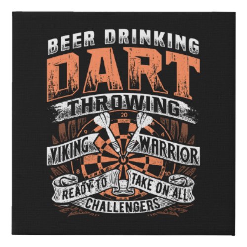 Beer Drinking Dart Throwing Viking 10 x 10 Faux Canvas Print