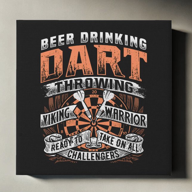 Beer Drinking Dart Throwing Viking 10" x 10" Faux Canvas Print (Creator Uploaded)