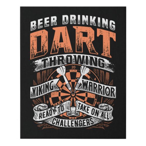 Beer Drinking Dart Warrior _ Mancave 16 x 20 Faux Canvas Print