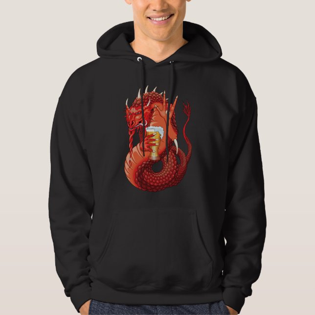 Beer Drinking Dragon Men's Hoodie (Front)