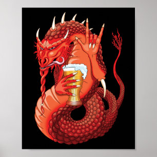 Beer Drinking Dragon Poster