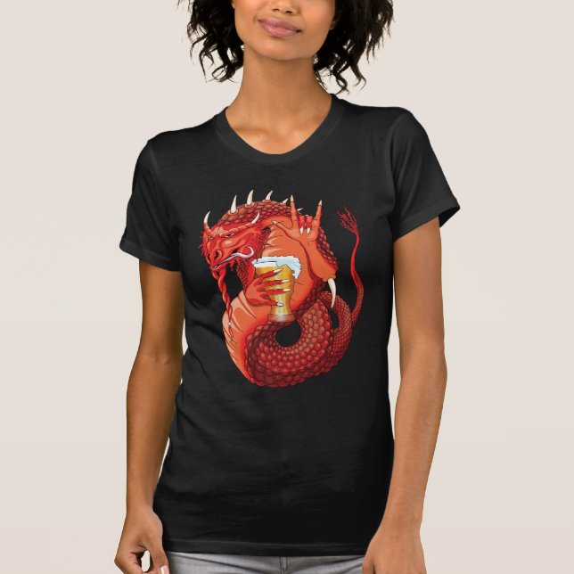 Beer Drinking Dragon Women's T-Shirt (Front)