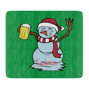 Beer-drinking Drunk Snowman Thunder_Cove Cutting Board