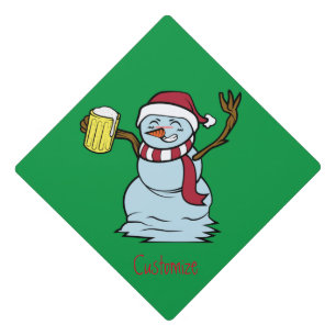 Beer-drinking Drunk Snowman Thunder_Cove Graduation Cap Topper
