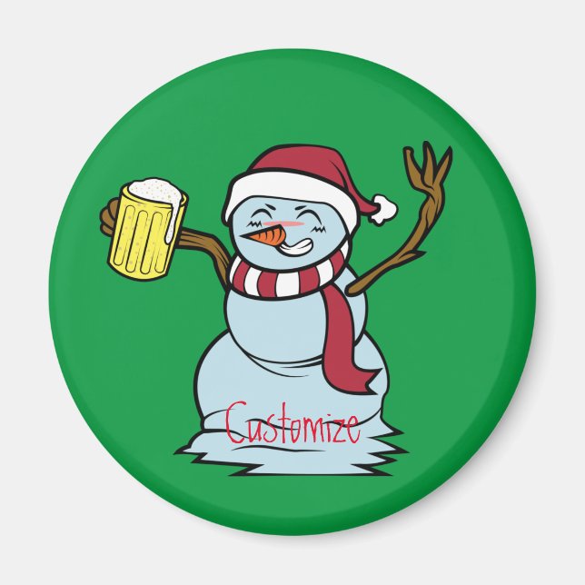 Beer-drinking Drunk Snowman Thunder_Cove Magnet (Front)