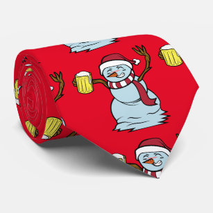 Beer-drinking Drunk Snowman Thunder_Cove Neck Tie