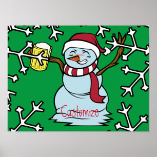 Beer-drinking Drunk Snowman Thunder_Cove Poster
