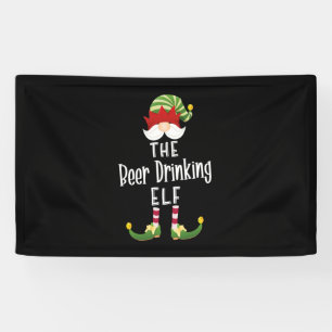 Beer Drinking Elf Group Christmas Birthday Banner