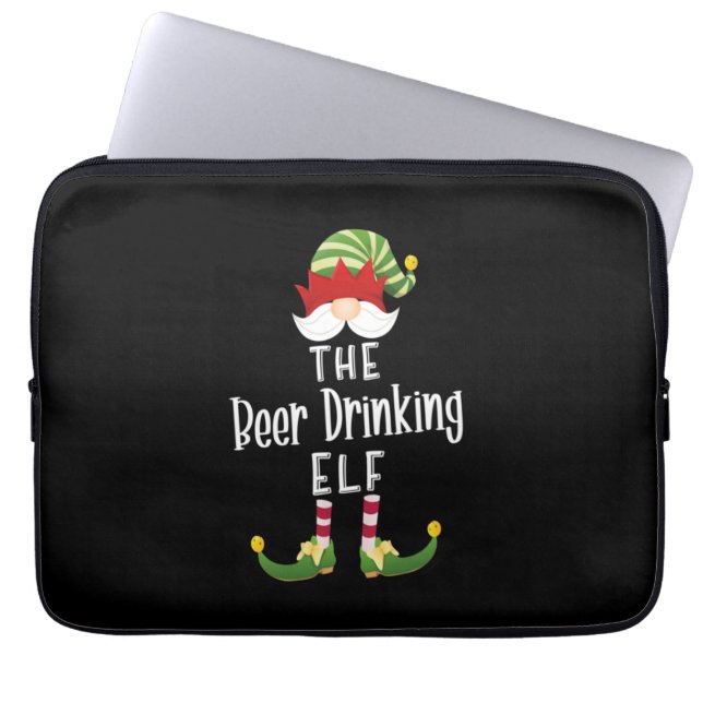 Beer Drinking Elf Group Christmas Birthday Laptop Sleeve (Front)