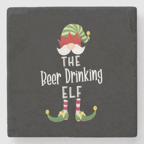 Beer Drinking Elf Group Christmas Birthday Stone Coaster