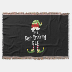 Beer Drinking Elf Group Christmas Birthday Throw Blanket