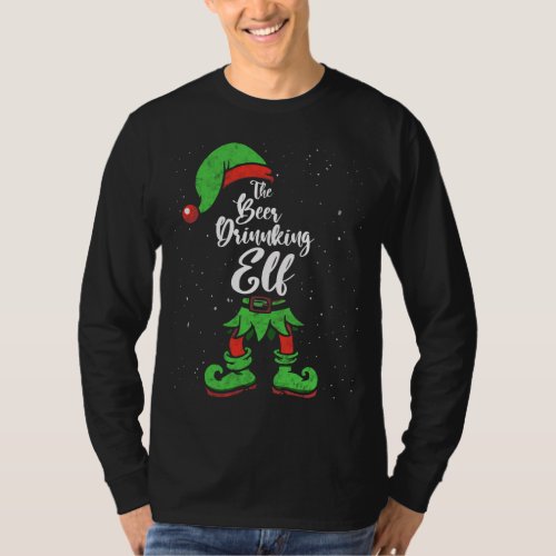 Beer Drinking Elf Matching Family Christmas Pajama T_Shirt