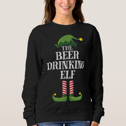 Beer Drinking Elf Matching Family Christmas Party Sweatshirt
