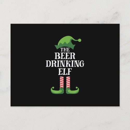 Beer Drinking Elf Matching Family Group Christmas Announcement Postcard