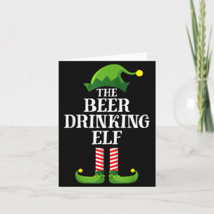 Beer Drinking Elf Matching Family Group Christmas Card