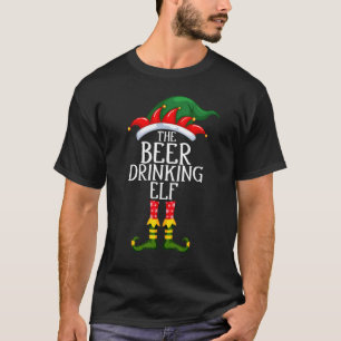 Beer Drinking Elf Matching Family Group Christmas T-Shirt