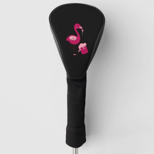 Beer drinking flamingo golf head cover