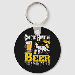 Beer Drinking Funny Coyote Hunting Keychain