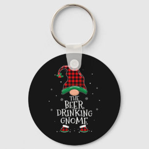 Beer Drinking Gnome Xmas Family Matching Christmas Keychain