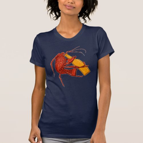 Beer Drinking Lobster Funny Craft Beer Graphic T_Shirt
