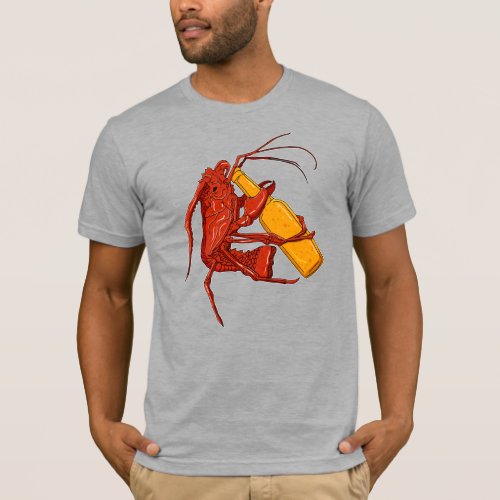 Beer Drinking Lobster Funny Seafood Gag Graphic T_Shirt