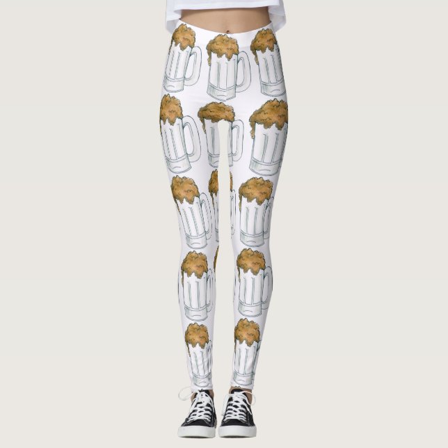 Beer Drinking Mug Ale Novelty Foodie Oktoberfest Leggings (Front)