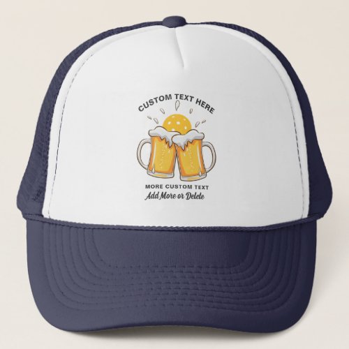Beer Drinking Pickleball Player Custom Text Trucker Hat