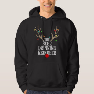Beer Drinking Reindeer Matching Family Christmas P Hoodie