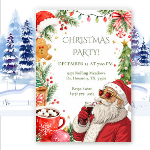 Beer Drinking Santa Christmas Invitation