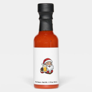Beer Drinking Santa Claus Christmas Graphic Hot Sauces