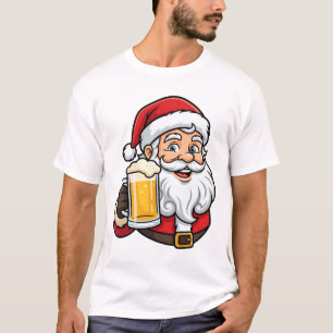 Beer Drinking Santa Claus Christmas Graphic T-Shirt