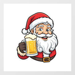 Beer Drinking Santa Claus Christmas Graphic Window Cling