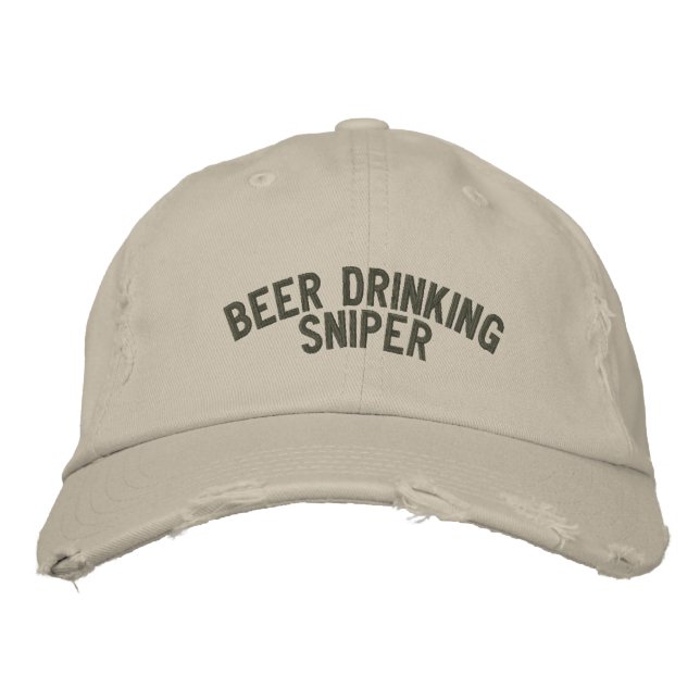 Beer Drinking Sniper Embroidered Baseball Cap (Front)