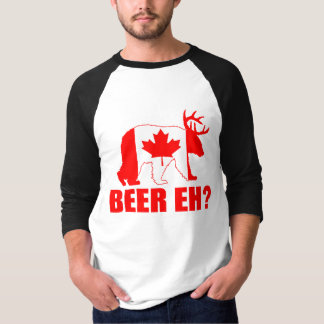 BEER EH? Funny Bear Deer Canadian Flag T-Shirt