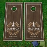 Beer Family Monogram Crest Cornhole Set<br><div class="desc">Beer Family Monogram Crest Cornhole Set on Dark Wood is perfect for any outdoor occasion!  It is a special keepsake that you will keep and use for years to come! Great for the beer lover!</div>