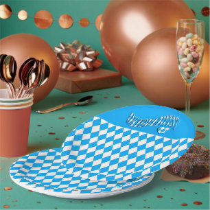 Beer Festival Bavarian Flag Pattern Oktoberfest Pa Paper Plates
