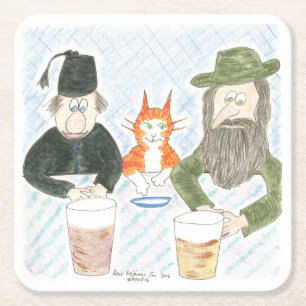 Beer Festival folk, Cats included Square Paper Coaster