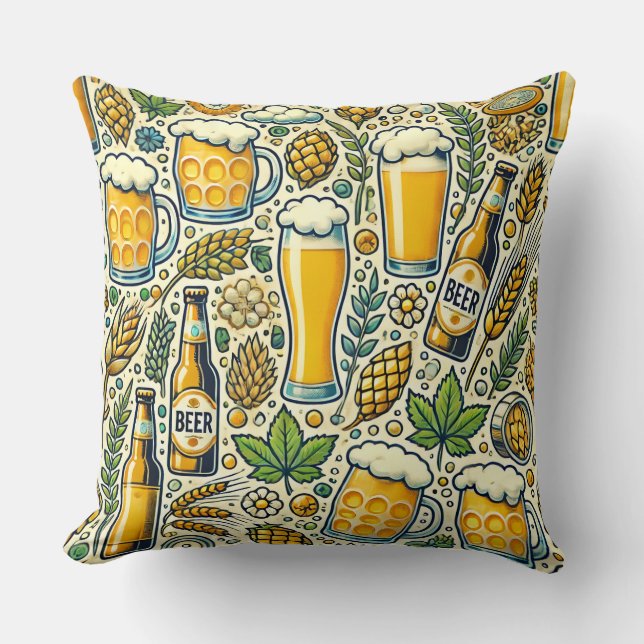 Beer festival-style pillow cushion (Front)