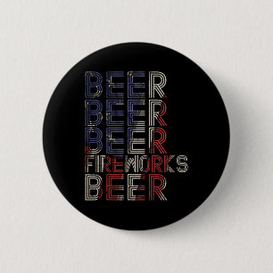 Beer Fireworks Retro 4th Of July Party Parade Drin Button