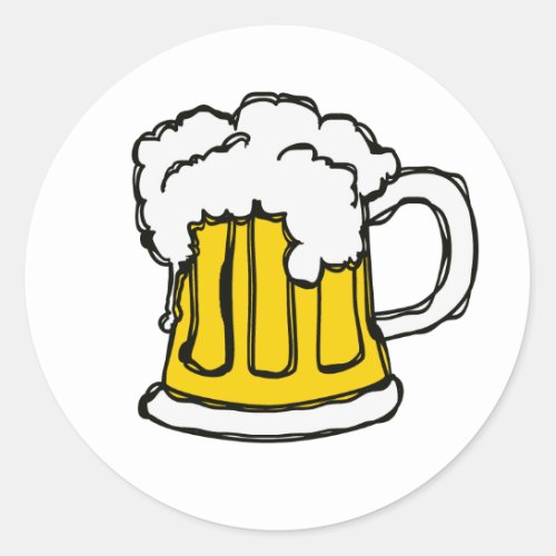 Beer Frothy Bubbly Mug of Brew Classic Round Sticker