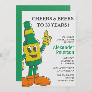 Beer Funny Humor Vintage Men 38th birthday Invitation