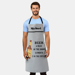 Beer Funny Saying Beer in hand Name Personalize Apron