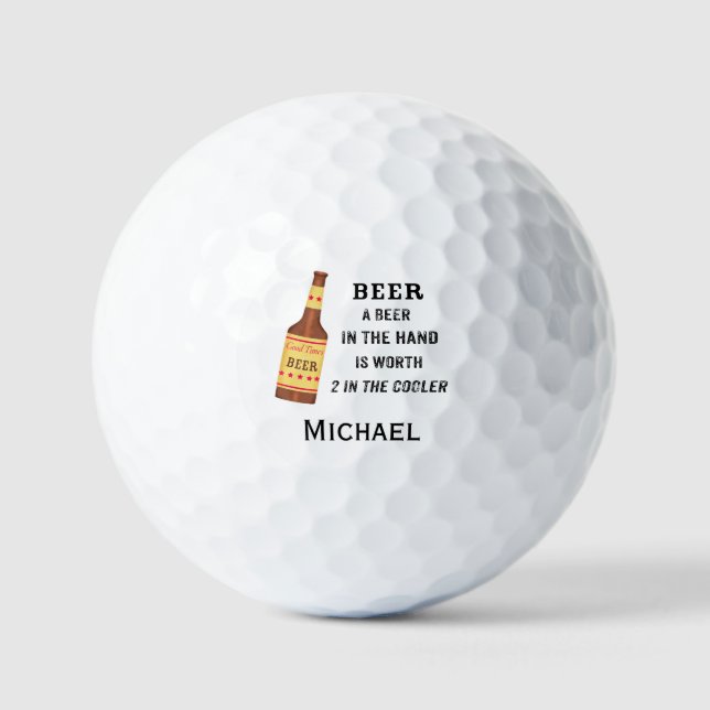 Beer Funny Saying Beer in Hand Name Personalize Golf Balls (Front)