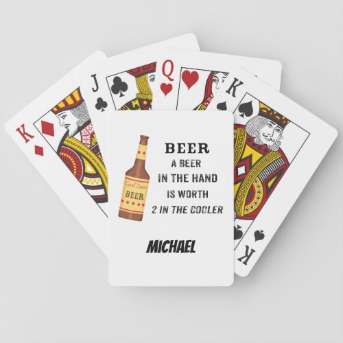 Beer Funny Saying Beer in hand Name Personalized Poker Cards