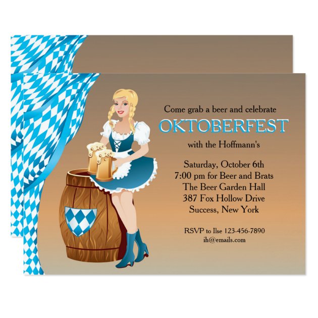 Beer Garden Maiden Oktoberfest Invitation